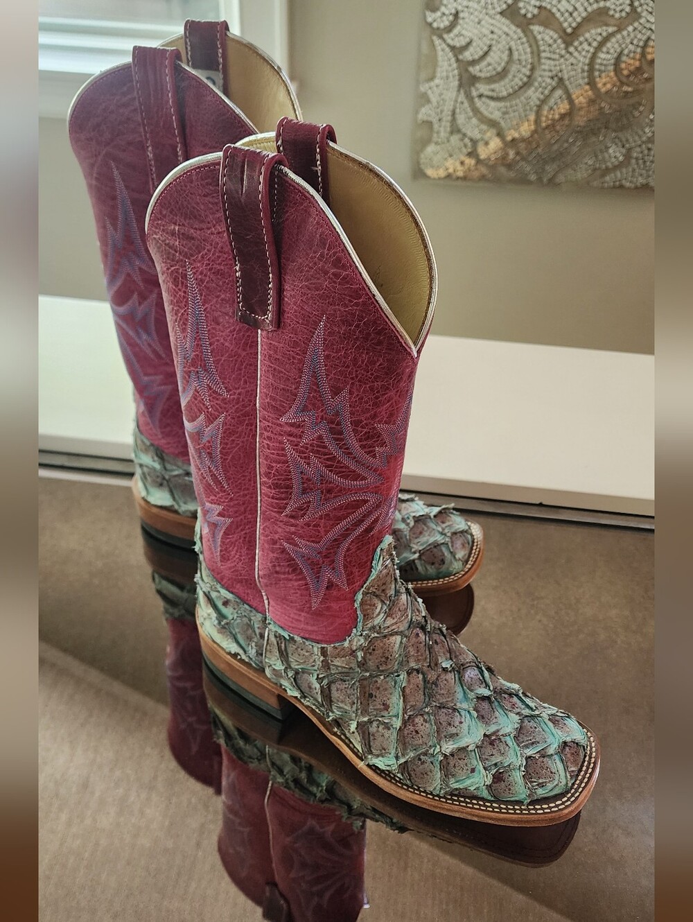 Exotic Big Bass ANDERSON BEAN Cowboy Boots with Berry Shaft 9 WOMENS NEW - Picture 3 of 7